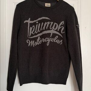 Lucky Brand Triumph Sweater Mens Gray Motorcycles